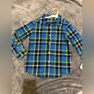 Cat & Jack Vibrant Blue and Green Plaid Button Down Shirt
